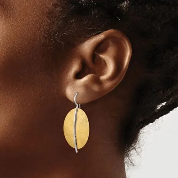 Leslie's Sterling Silver Radiant Essence Gold-tone Dangle Earrings - Picture 4 of 4